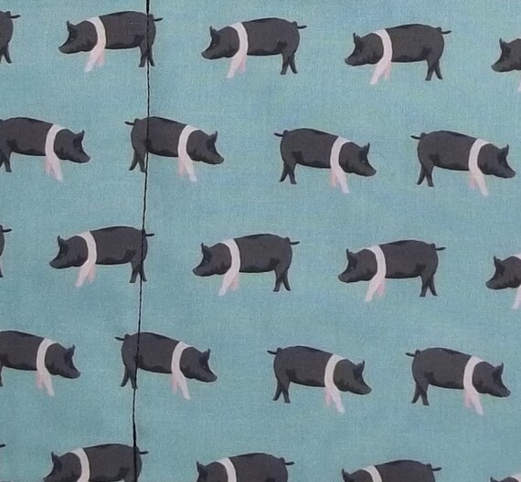 【YOURNUS】Rude Pig Half Sleeve Pigs on Light Blue Handmade Reversible Server Waitress Waist