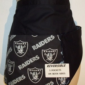 NFL Handmade REVERSIBLE server waitress waist apron LAS Vegas Raiders with three pockets 3160 R