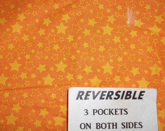 Handmade REVERSIBLE YELLOW Stares on ORANGE server waitress waist apron with three pockets on both sides 6075 R