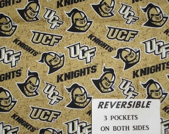 Handmade Univ of Central FL UCF KNIGHTS Reversible server waitress waist apron with three pockets on both sides 5069 R