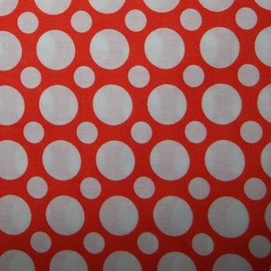 Handmade server waitress waist apron Reversible White polka dots on Orange with three pockets on each side 6404 R