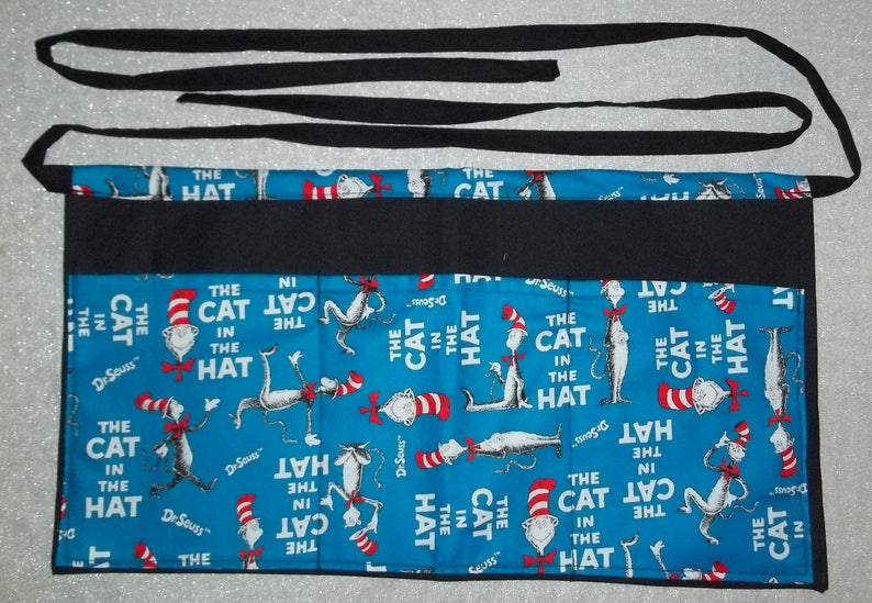 Handmade server waitress waist apron The Cat in The Hat with three pockets 6167
