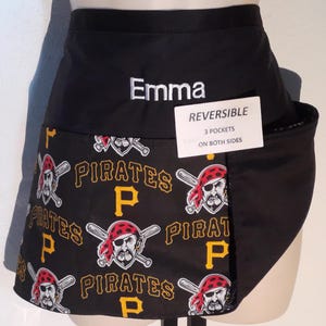 MLB Pittsburgh Pirates Handmade Reversible server waitress half apron with three pockets on both sides 2567 R
