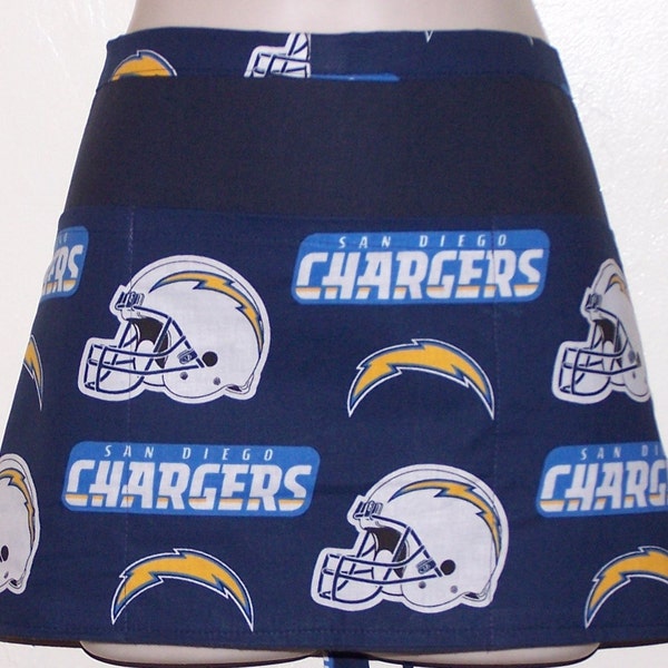 Handmade server waitress waist apron Nfl  San Diego CHARGERS  with three pockets and personalized 3220