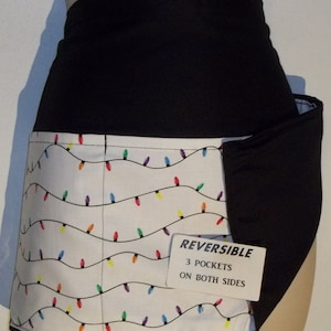 Strings of Lights Christmas waitress apron Reversible three pockets on each side 1385 R
