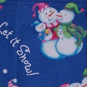 Let it Snow blue Christmas REVERSIBLE waitress/server aprons 3 pockets on both sides 1382 R