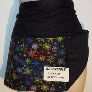 Brilliant Snowflakes Christmas waitress apron Reversible three pockets on each side 1380 R