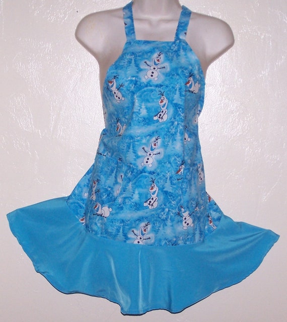 Girls Handmade full FANCY apron Olaf Frozen design 6731 C | Etsy