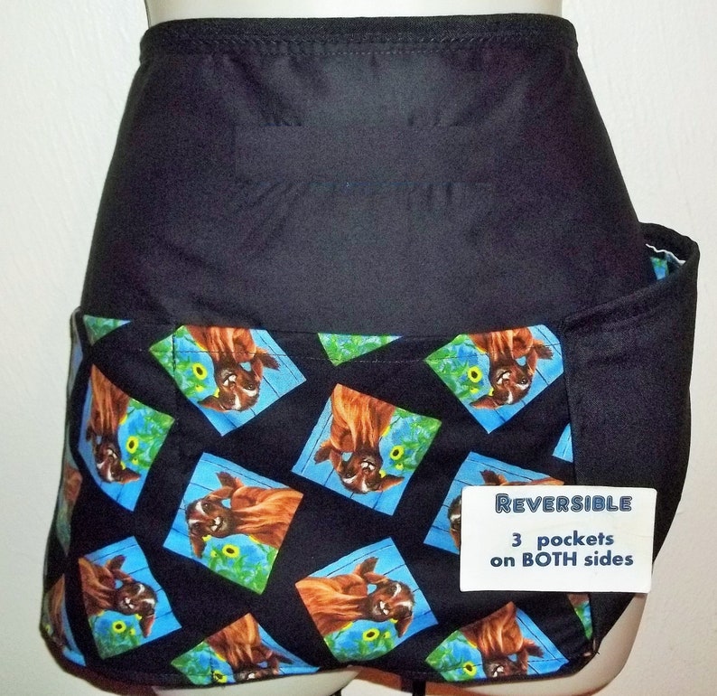 waiter apron with three pockets on both sides 6227 R GOATS Reversible server waitress half waist