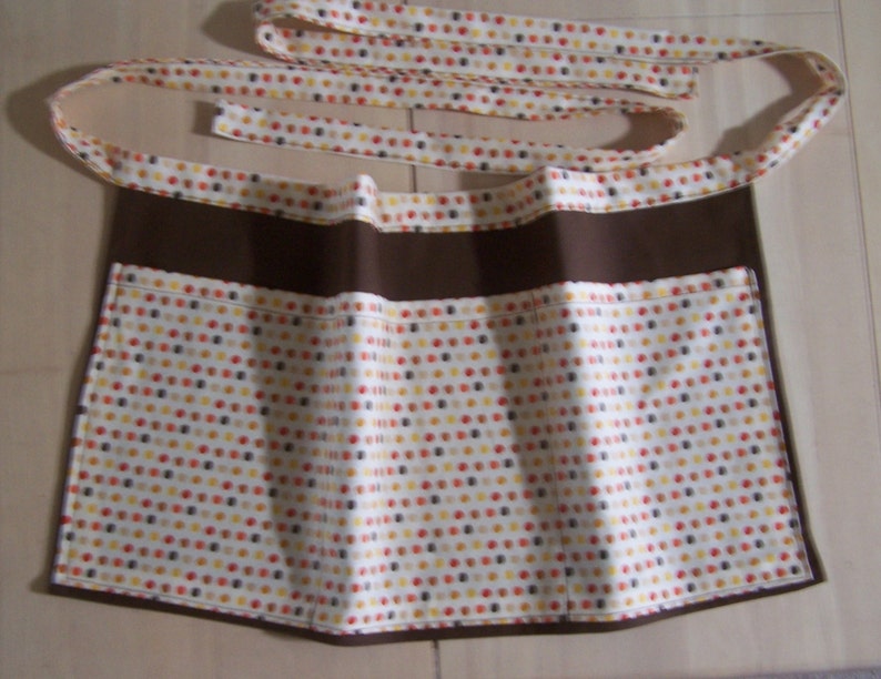 Sale Handmade server waitress waist apron Polka dots multi color with three pockets 6393