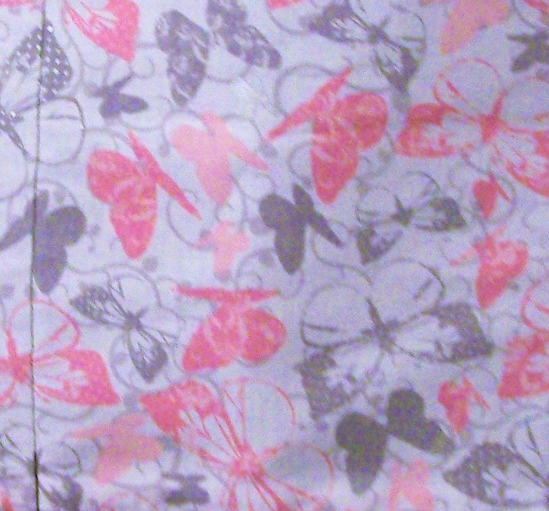 Handmade server waitress waist apron Pink and Silver Butterflies with three pockets 6057