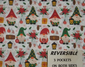 Christmas GNOMES REVERSIBLE waitress/server aprons 3 pockets on both sides 1145 R