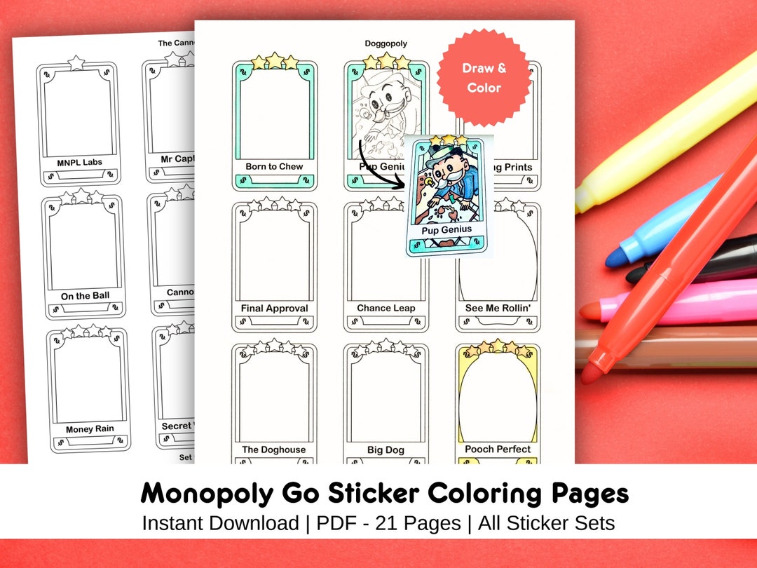 Monopoly Go Sticker Coloring Pages Monopoly Board Game Template ...