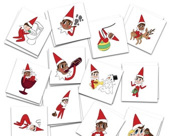 Naughty Elf Temporary Tattoo Drink Identifiers | Pack de 24 tatouages temporaires | Ne perdez plus jamais votre verre! Fêtes de Noël Favoris