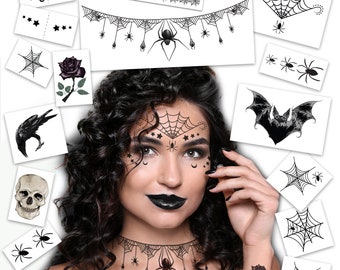 Spider Witch temporary tattoos | Halloween costume tattoo kit | skin safe | made in the USA