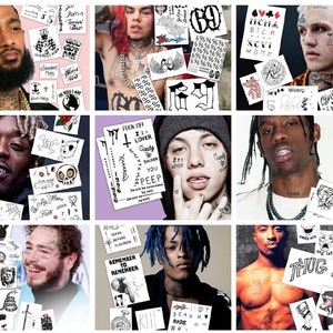 Male Celebrity Rapper Inspired Life Sized Halloween Temporary Tattoos | Made in the USA | Skin Safe | Removable