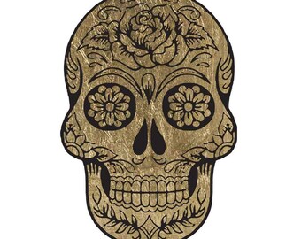 Dia de los Muertos Jour de l’or mort Métal scintillant Sugar Skull Tatouages temporaires (paquet de 20) Made in the USA Skin Safe | Cotillons