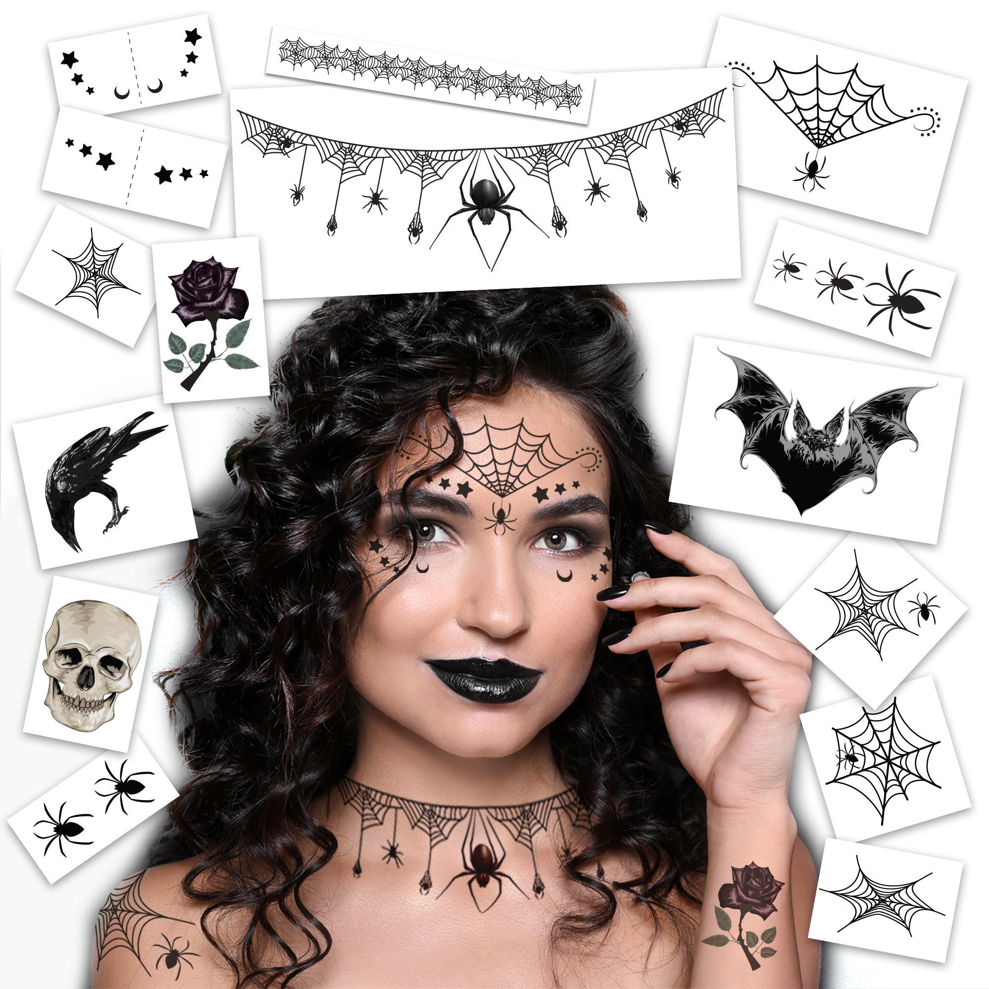 Tatouages D'araignée D'halloween,Toile D'araignée,Tatouages Temporaires,Autocollants De Tatouage,Tatouage D'halloween - Buy Product on