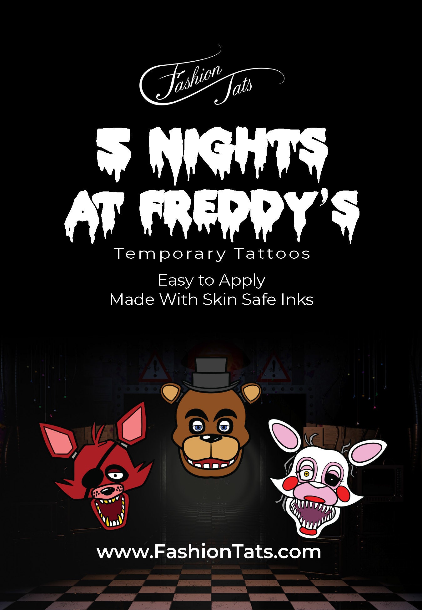 2 24 pack Five Nights At Freddy039s Temporary Tattoos Party Favors New  48 Total  eBay