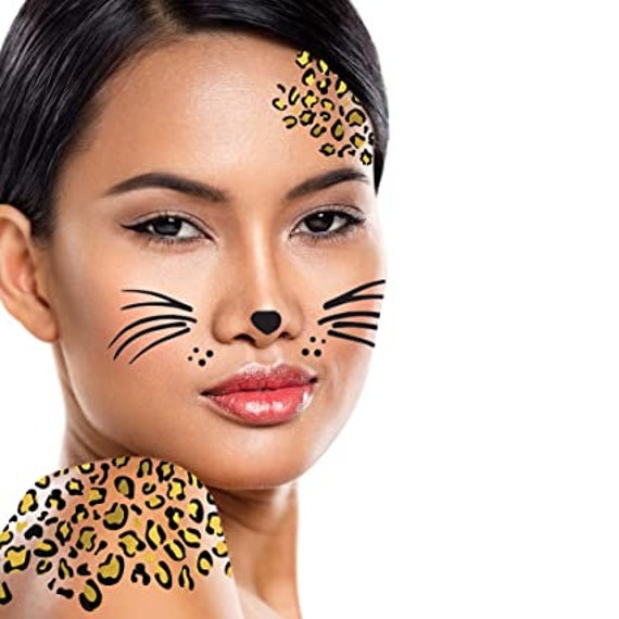Lively Leopard Tattoo, Instant Facepaint Transfer Tattoo 2 Copies 