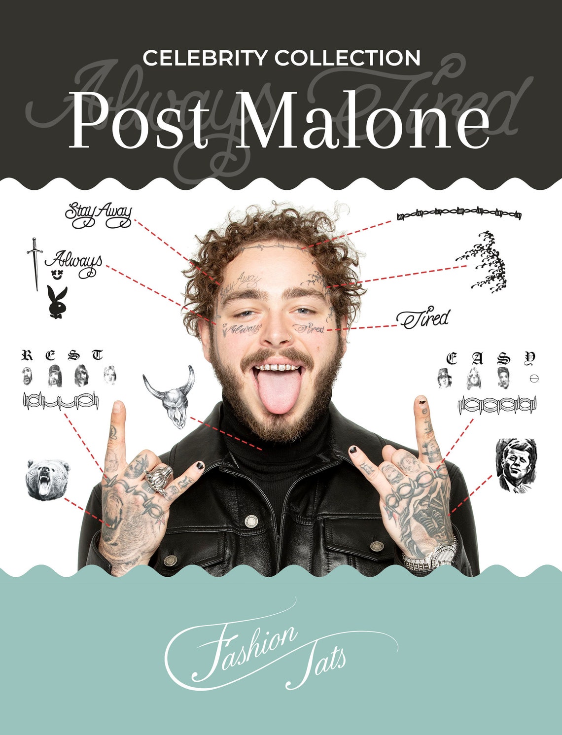 Celebrity Rapper Temporary Tattoos Pack Made in the USA Etsy