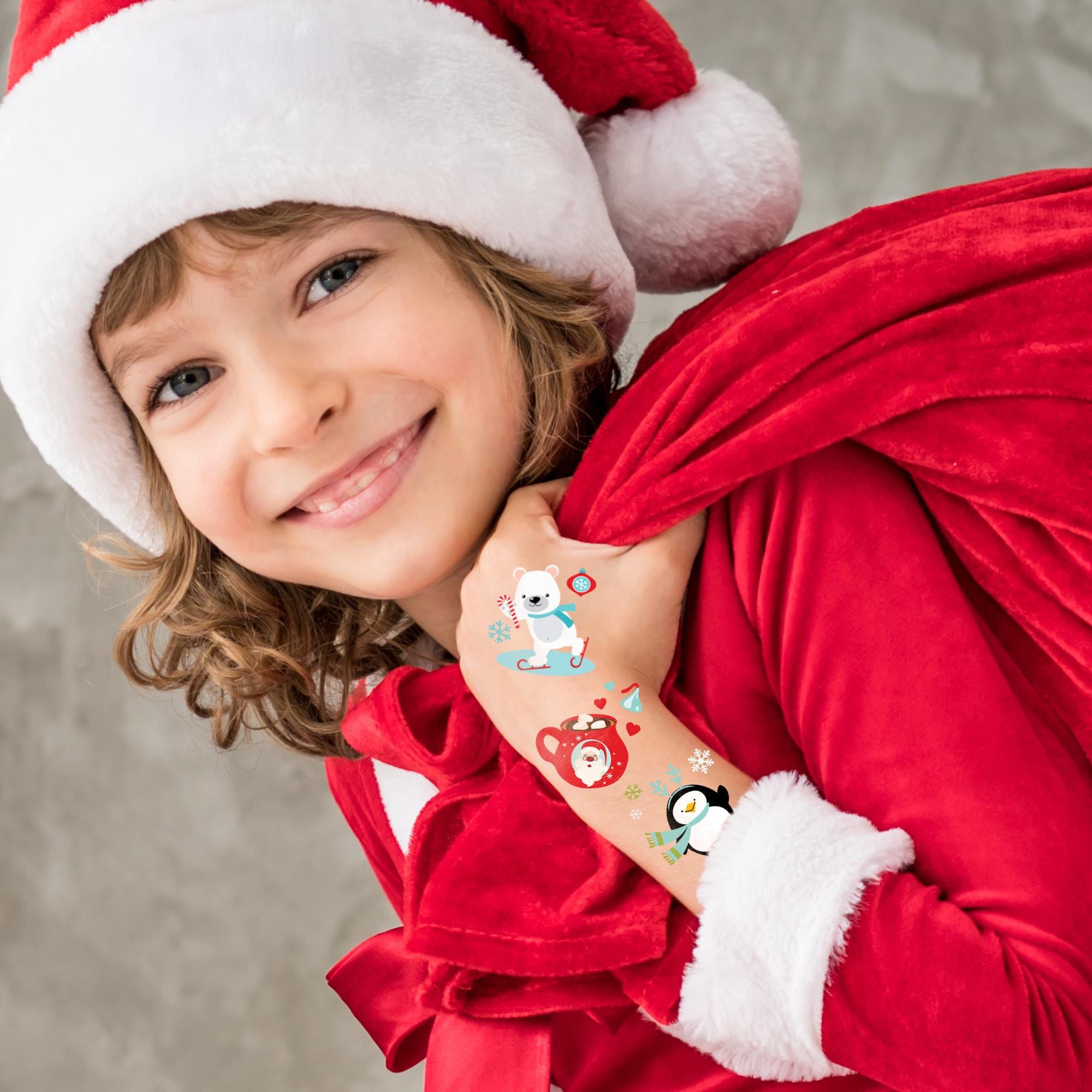 20 Tatuajes Temporales De Navidad Para Niños – Pegatinas No Tóxicas De Santa, Muñeco De Nieve Y Árbol, Para Fiestas Y Calcetines