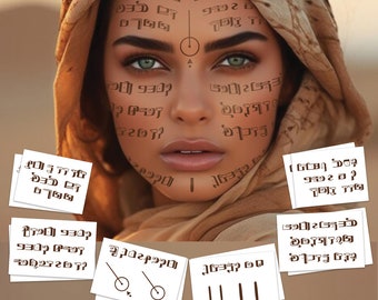 Sci-Fi Tribal Face Temporary Tattoos: Desert Warrior Cosplay, 2 Sets