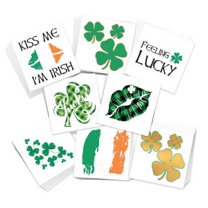 St. Patrick’s Day Temporary Tattoos / Pack of 40 / Skin Safe / Removable