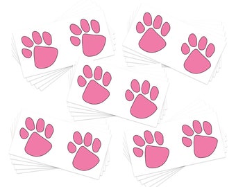 Pink Print Paw Print Tatouages temporaires (20-Pack) | | sans danger pour la peau Fabriqué aux États-Unis | Amovible