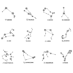 Constellation Temporary Tattoos - Black & Metallic Silver - Select Your StarSign