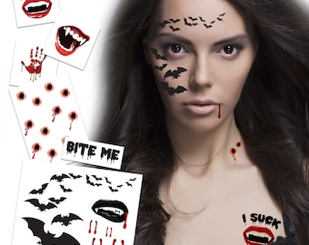 Vampire, Zombie and Halloween Horror Temporary Tattoos | Made in the USA | Skin Safe | Removable