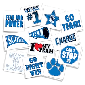 Team Spirit Temporary Tattoos: School & Sports - Pack of 48