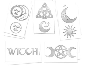 Witchy Celestial Silver Temporary Tattoos (10-Pack) | | inspiré par les sorcières Fabriqué aux États-Unis | Skin Safe | Party Supplies & Favors | Amovible