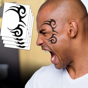 Tribal Face Temporary Tattoos / Halloween Costume / Pack of 4 / Bachelor Party Pranks