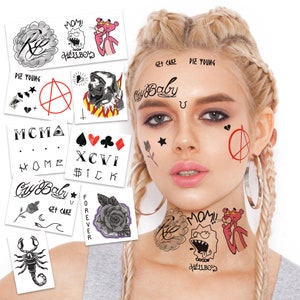 Rapper Cosplay Temporary Tattoo Kit: For Peep Fans - Face, Neck & Hand Tattoos