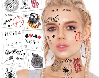 Celebrity Rapper (Peep Style) Temporary Tattoos / Pack includes Face and Hands / Made in the USA / Removable