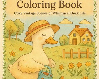 Cottagecore Ducks målarbok Mysiga vintage lantliga scener av nyckfullt ankliv