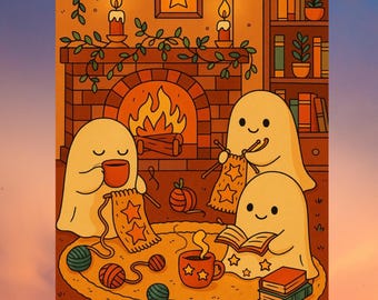 Cozy Ghost Coloring Book for Adults – Relaxing Spooky Scenes (PDF)