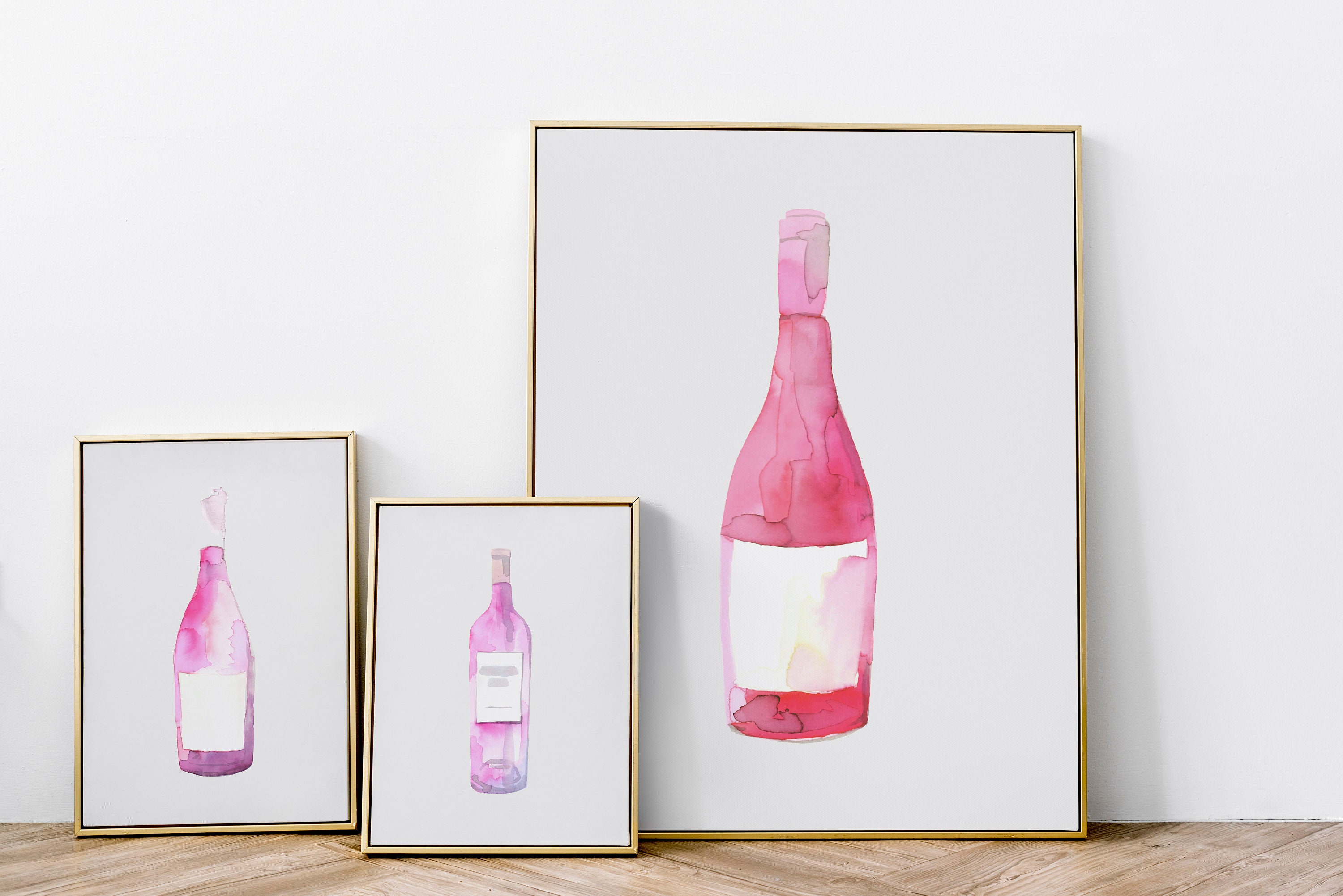 Rosé Wine Bottle No 1 Watercolour Fine Art Print Wine Etsy