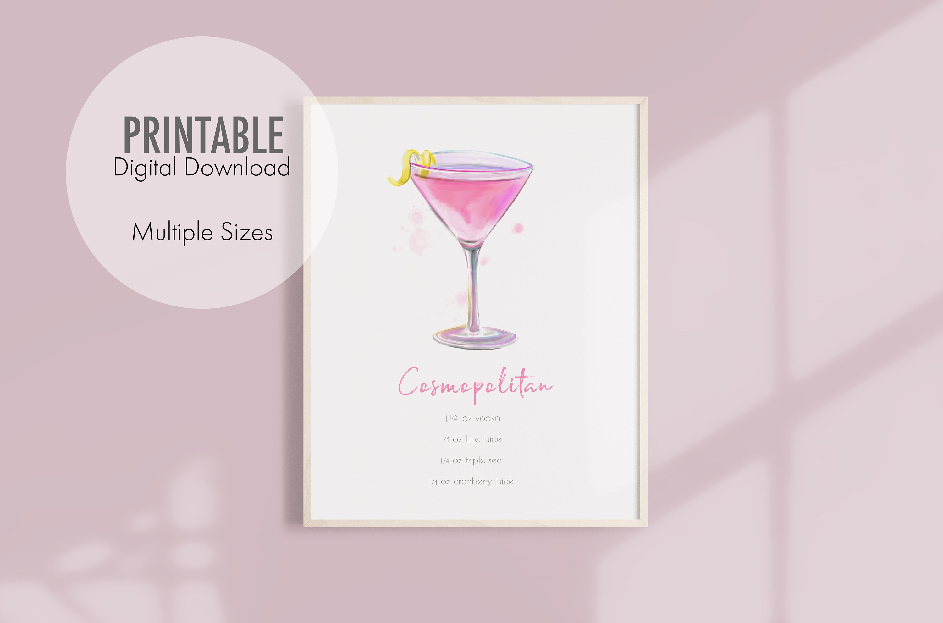 PRINTABLE Cosmopolitan Cocktail Recipe Watercolor Drink Etsy PRINTABLE Cosmopolitan Cocktail Recipe Watercolor Drink Etsy