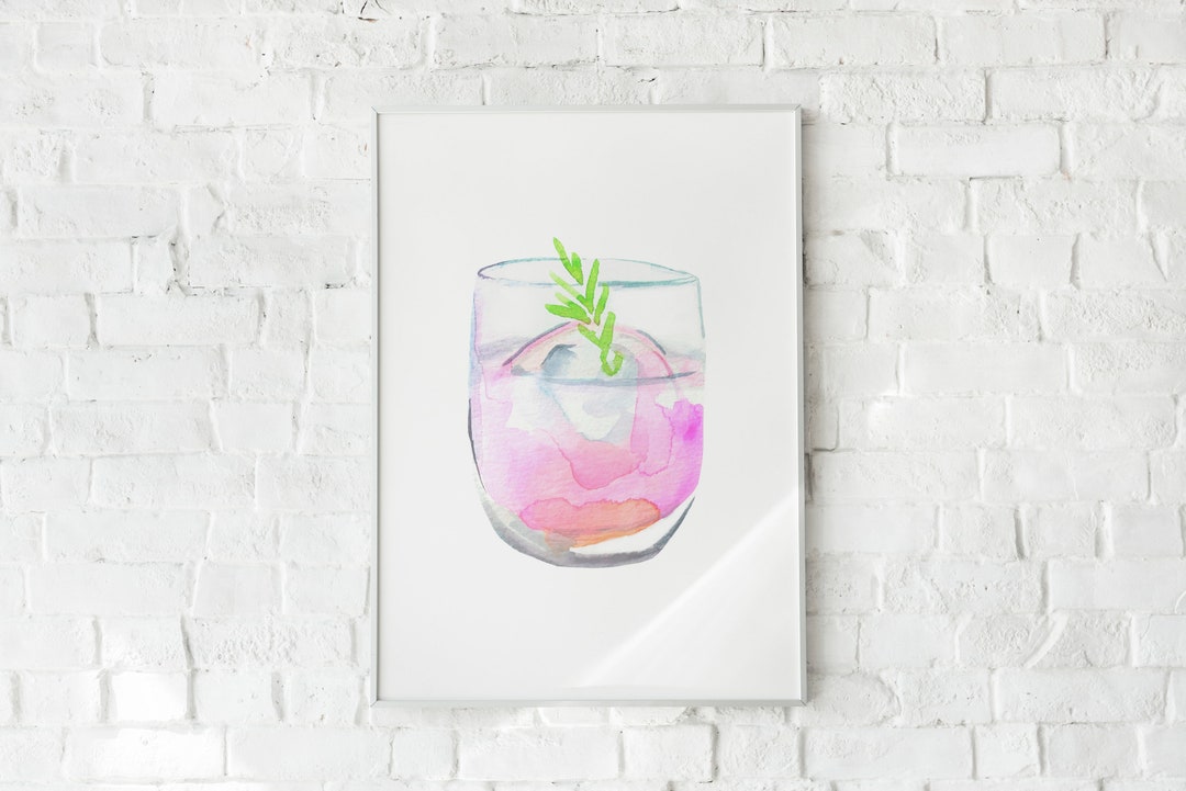 Cocktail Watercolour No 3 Art Print, Cocktail Sketch, Cocktail Art, Bar