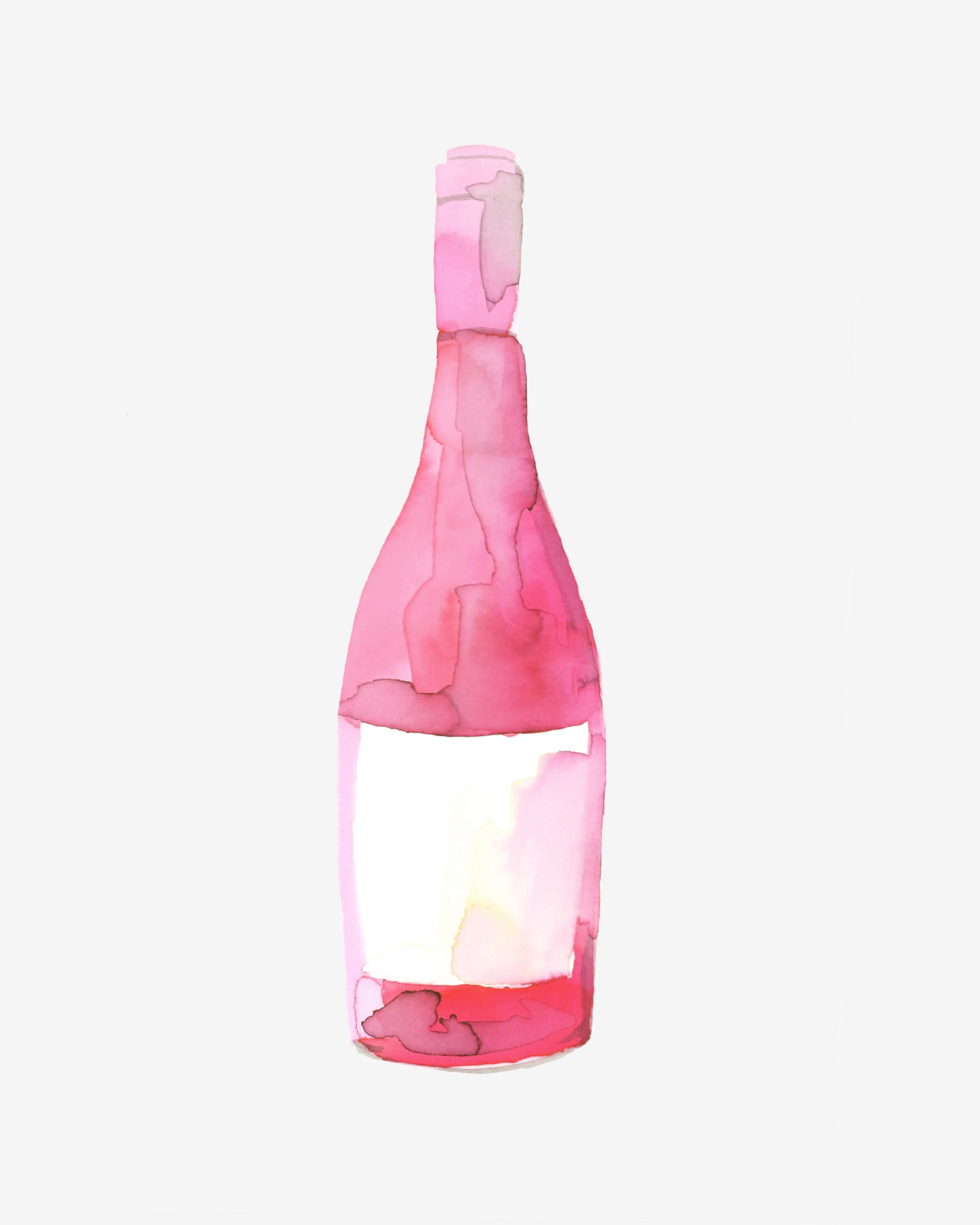 Rosé Wine Bottle No 1 Watercolour Fine Art Print Wine Etsy