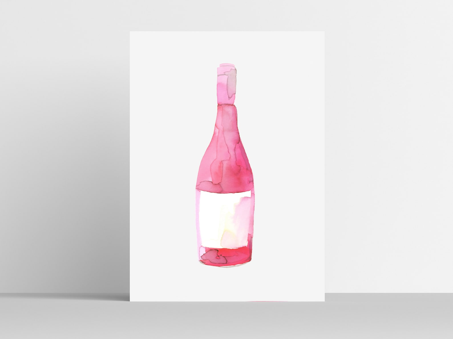 Rosé Wine Bottle No 1 Watercolour Fine Art Print Wine Etsy