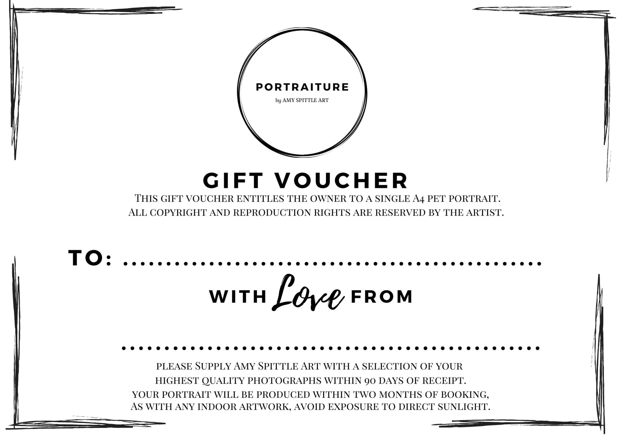 A4 Pet Portrait Gift Voucher Gift Voucher Pet Portrait Etsy