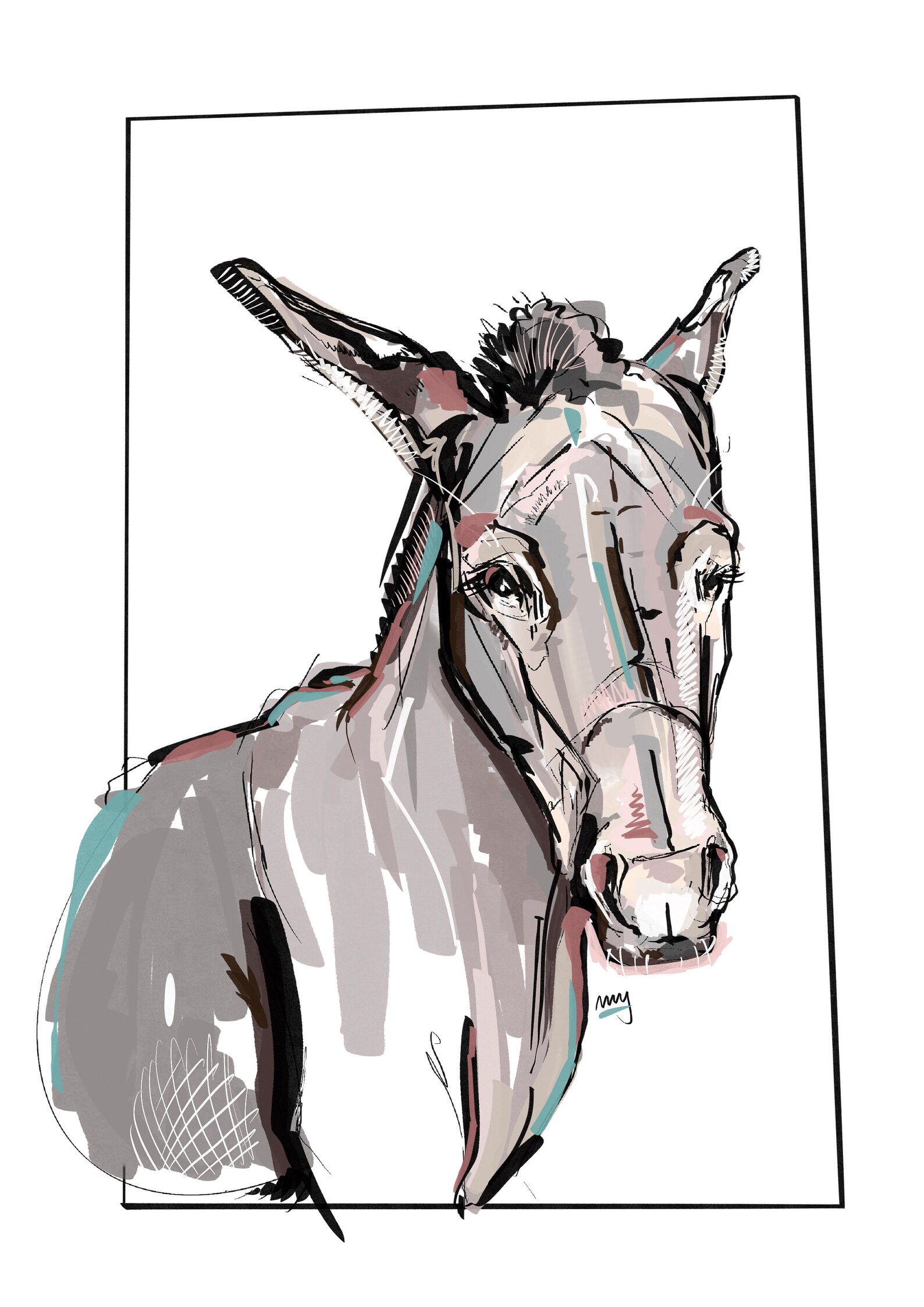 Donkey Art Print Donkey Donkey Illustration Abstract Art Etsy Sweden