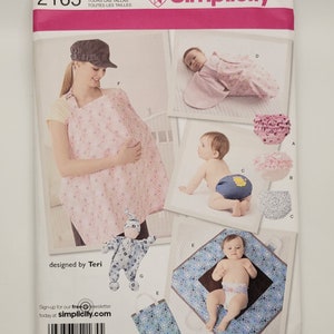 New UNCUT Simplicity 2165  sewing pattern, by Teri, baby and infant accessories, nursing cover, diaper cover, doll, bunting, changing mat