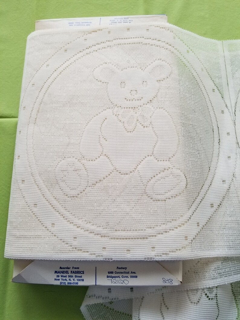 Vintage Teddy Bear Lace Fabric Panels: Mandel Fabrics, Cream Off-white ...