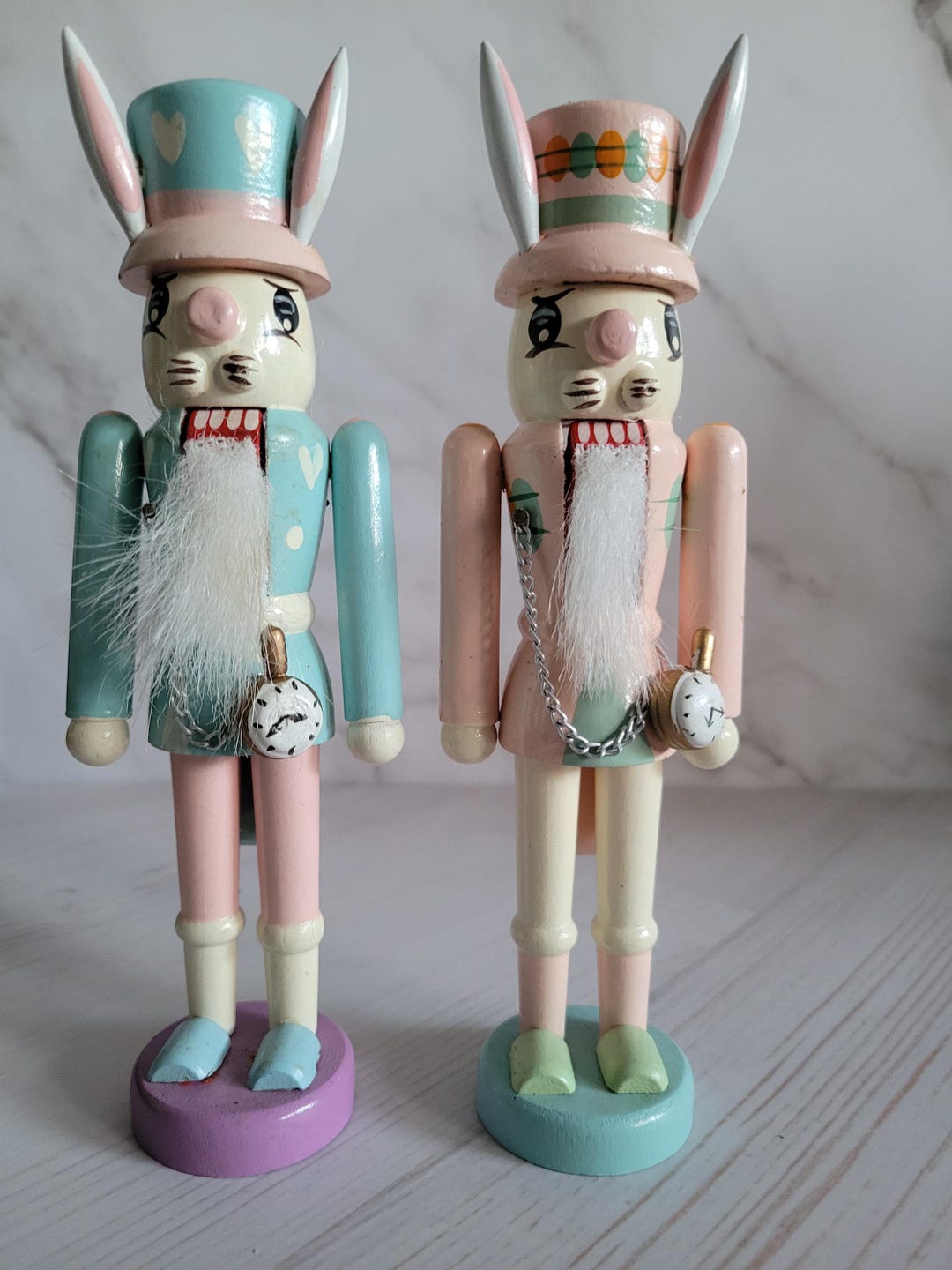 Nutcracker Rabbit Vintage Wooden Bunny Nutcracker Alice in Wonderland White Rabbit – 7 ...