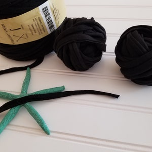 Black Zpagetti T-shirt yarn, 10mm, made from recycled factory cut-offs, for crochet, knitting, macrame