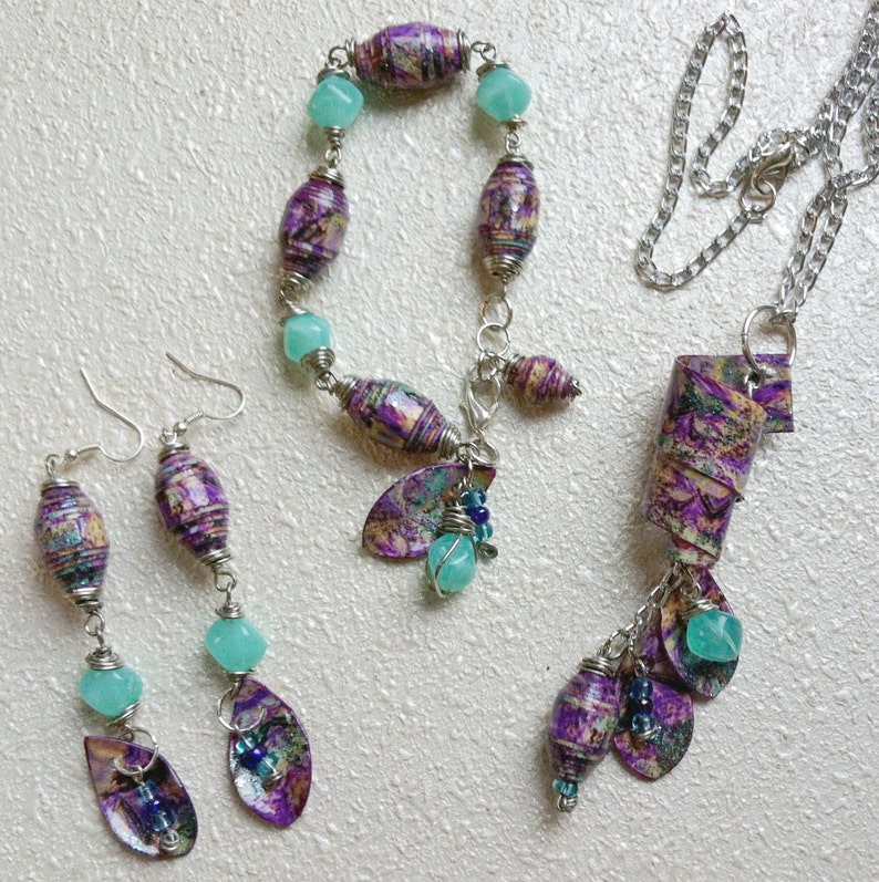 Paper Bead Necklace. Paper Bead Bracelet. Paper Bead Earrings. Etsy